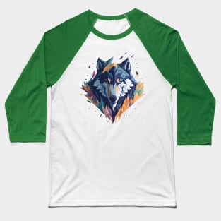 Geometeric Wolf Head Baseball T-Shirt